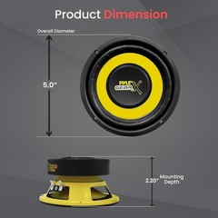 Plg54 5.25″ Bass Audio Mobile Yellow Sub Subwoofers