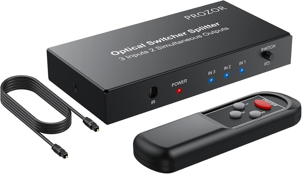 Digital Audio Switcher Splitter – 3 in 2 Out 3 Port Spdif Toslink Optical Swi…