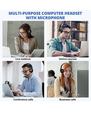 Over-Ear Gaming Headphone with Microphone Computer Wired Headset Black Plug In