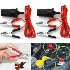 2X Car Battery Alligator Clamp Cable Clip Lot Cigarette Lighter Adapter Socket