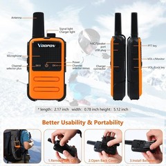 Durable Lightweight Walkie Talkies for Cruising and Skiing: 22 Channels Included