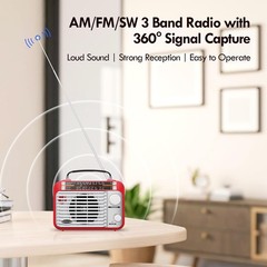 AM/FM/SW1-2 Radio Shortwave Transistor AC or Battery Operated Red+White
