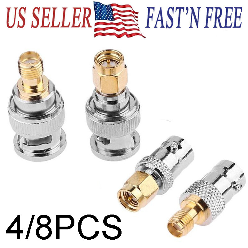 4/8PCS BNC to SMA Type Male Female RF Connector Adapter Test Converter Kit