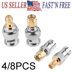 4/8PCS BNC to SMA Type Male Female RF Connector Adapter Test Converter Kit