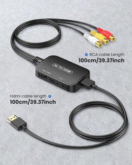 RCA to HDMI Converter 1080P AV Adapter with HDMI RCA USB Cable for VHS DVD