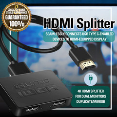 PHILCO FWV2001 HDMI Splitter 1 in 2 out 4k Dual Monitor 1080p 3D 6ft