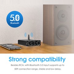 200-Watt Bluetooth 5.0 Stereo Audio 2 Channel Amplifier Hi-Fi Speaker Power Amp