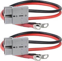 2Pcs 8AWG Cable with 50A Connector for Battery, M8 Terminal, Pack 1.64 FT