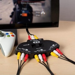 Fosmon 3 Port AV Composite RCA Selector Box Switch Splitter w/ Cable Cord Plug