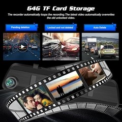 4″ IPS LCD Rear View Mirror Dash Cam – 1080P Dual Front & Rear Camera, 64GB Card