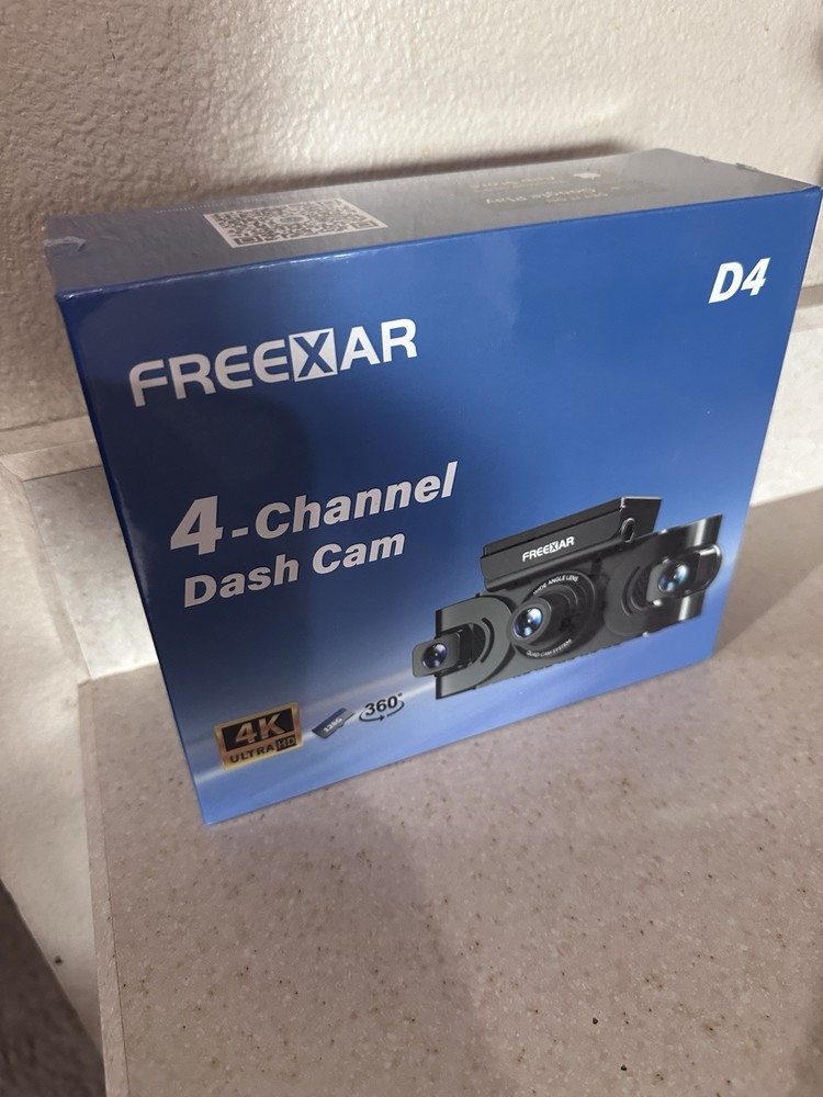 Freexar 4 Channel Dash Cam 4K Ultra HD 360 with 128 GB Memory Card New Sealed