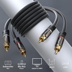 CableDirect – 3ft RCA/Phono Cable, 2 × 2 Plugs, Stereo Audio Cable, Practical…