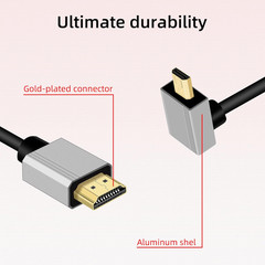 90 Degree 4K Short Micro HDMI to HDMI Coiled Cable,Up Angle Micro HDMI Male t…