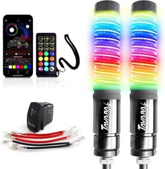 2x 1~4FT Thick LED Whip Spiral Chasing RGB Fat Whip Light For Can Am Polaris RZR