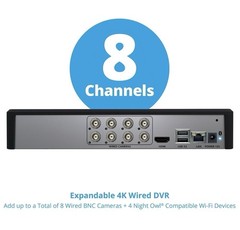 NEW Night Owl 8 Channel 4K Bluetooth DVR w/ 1TB Hard Drive & 4 Wired UHD Cameras