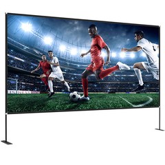 VEVOR Outdoor Movie Screen w/ Stand Portable Projector Screen 150″ 16:9 HD 4K