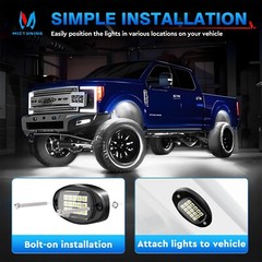 12/16/20/24 Pods Pure White LED Rock Lights, Underglow Underbody Glow Lights Kit