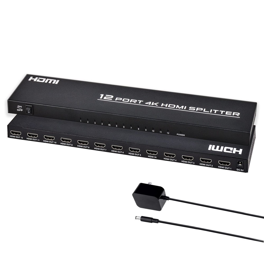 HDMI Splitter 1 in 12 Out, 4K@30Hz Powered Video Split Duplicator/Distributor…