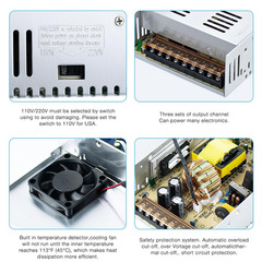 AC 110V/220V to DC 12V 30A 360W Regulated Universal Switching Power Supply Tr…