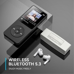 AGPTEK A02PLT 64GB Bluetooth MP3 Player with Speaker FM Radio Voice Recorder BLK