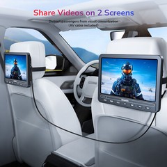 2X10.1″ Screen Car DVD Player Headrest CD USB AV IN OUT w/ Headsets, RC Control