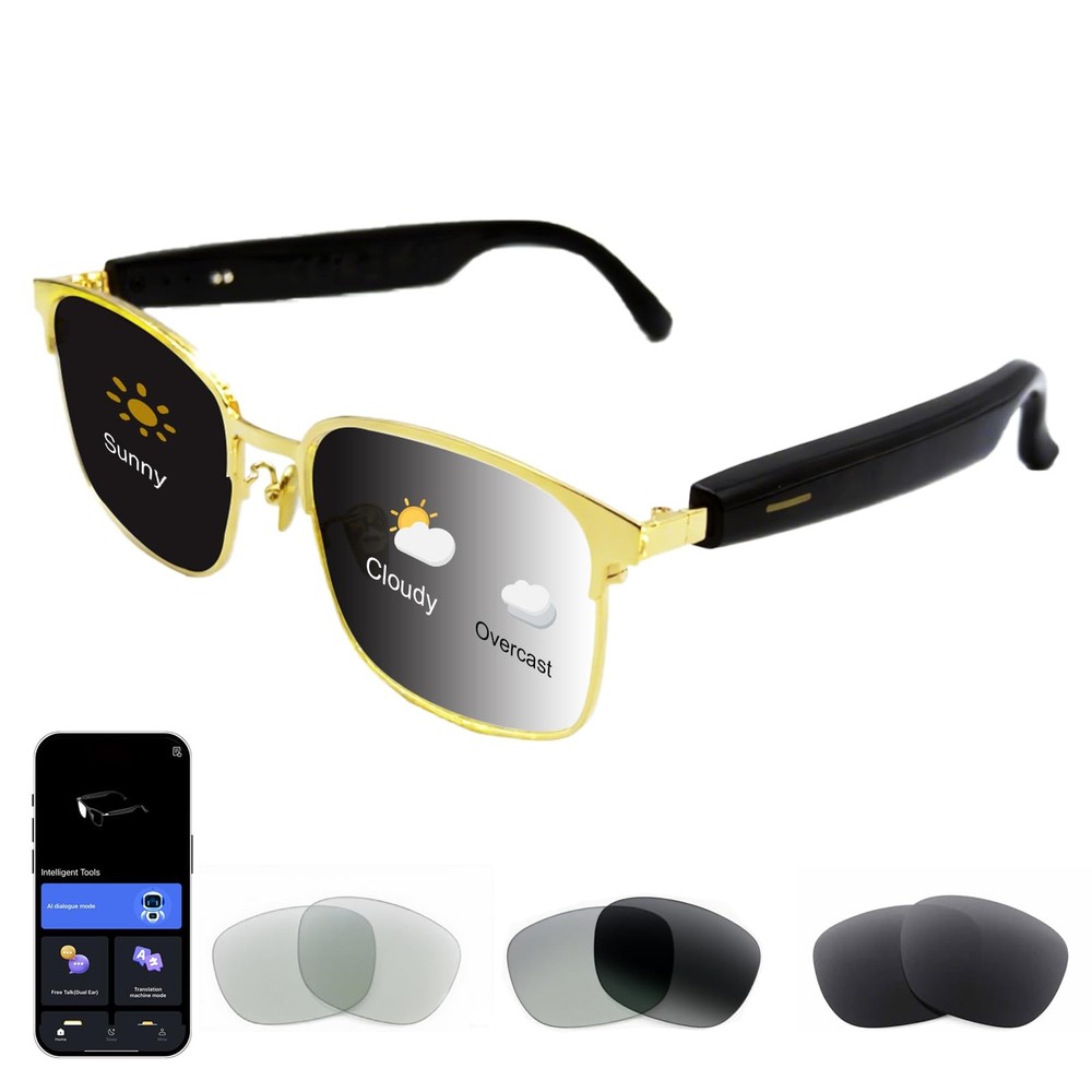 24k gold-plated frame,AI translation smart glasses with chat GPT Bluetooth ma…