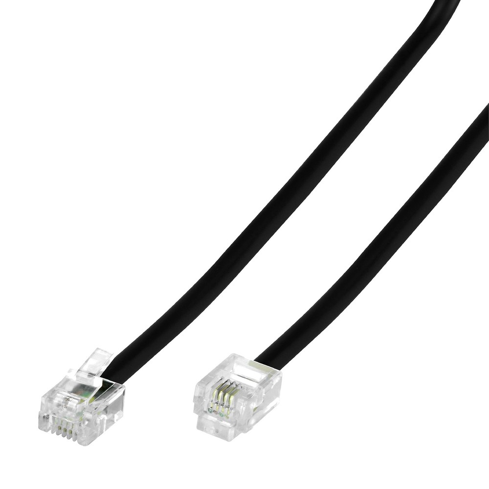 Conext Link RJ11 6P4C Modular Telephone Extension Cable Phone 7 feet, Black