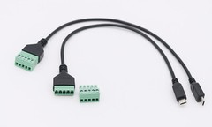 Micro USB Male to 5 Pin Screw Connector with Shield Terminal Plug Adapter Cable