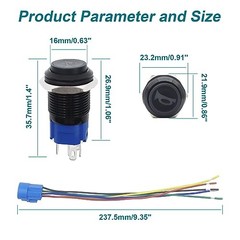 Horn Button, Momentary Push Button Switch, Horn Switch for Car Black