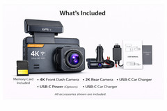 4K Dash Cam Front Rear WiFi GPS 64GB Hardwire Kit Dual Power Night Vision