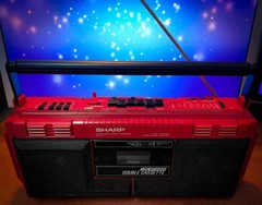 SHARP WQ-T231 RED 🌈RaRe🌈 Vintage Cassette Boombox