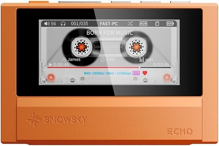 FiiO Echo Retro Hi-Res Portable DAP, Dual DAC, Bluetooth 4.4mm Balanced (Orange)