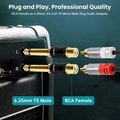 Togconn RCA to 1/4 Inch Adapter 2 Pack, 6.35mm Quarter Inch TS Mono Male to R…
