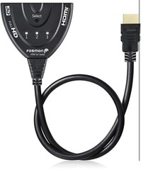 Fosmon 3Port HDMI Switcher/Splitter Full HD 3D 1080p HDCP, 24K Gold Plated Cable
