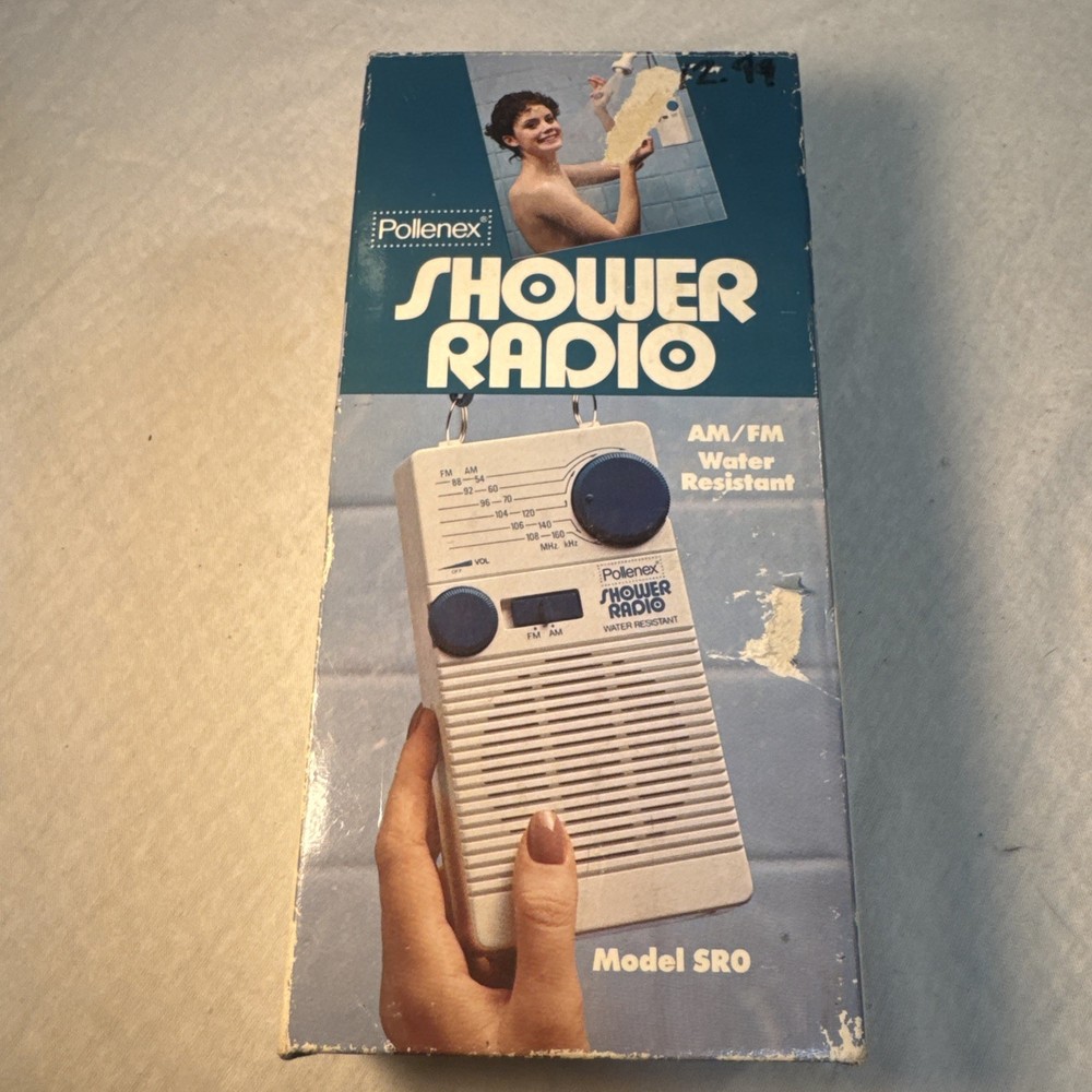 Vintage Pollenex Shower Radio AM FM SR0 New 1986 Water Resistant