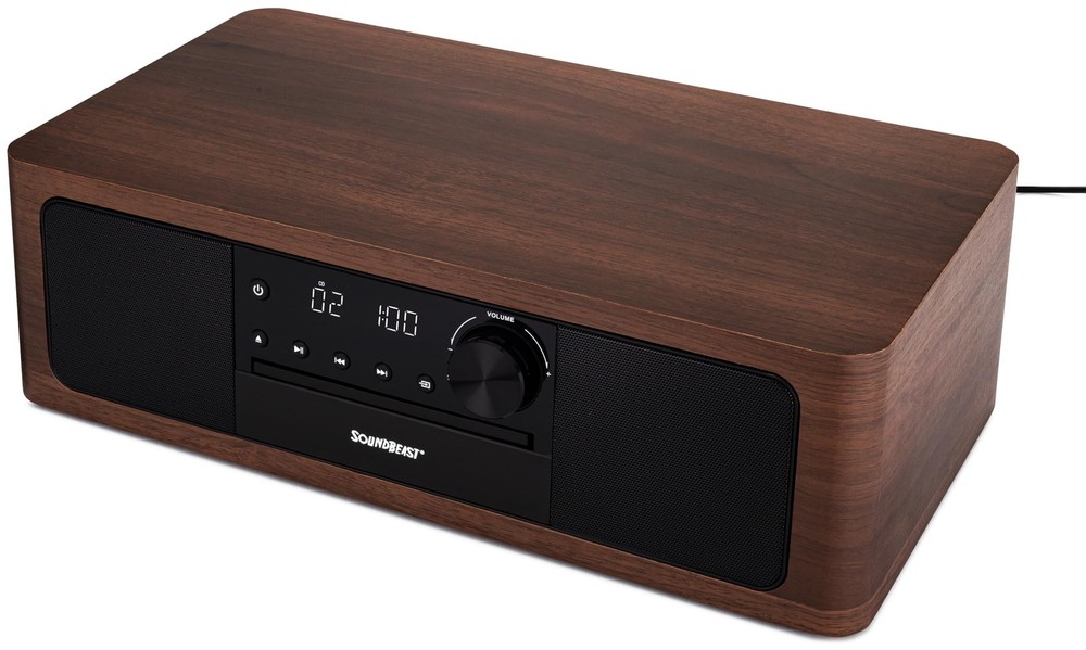 Stereo Shelf System CD Player Bluetooth FM Radio USB Aux Optical Brown CD25