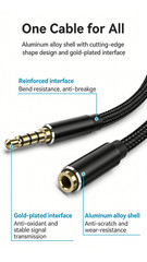 3.5mm Extension Cable AUX Extender Cord TRS Adapter Stereo Audio Headphone Cable