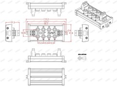 Screw Mount 2 x 4 Position Banana Jack Distribution Module, DC Power Black