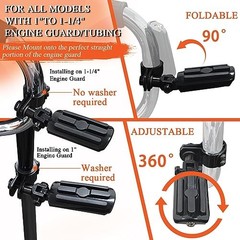 1″,1.25″Highway Footpegs, Adjustable Highway Peg w/ 3 Black and Rubber Style
