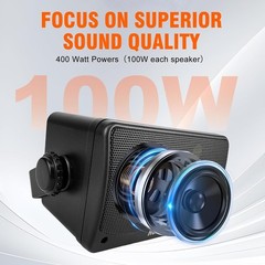 Herdio 4x Outdoor Bluetooth Speakers 400W Waterproof Wall Mount Powerful Bass