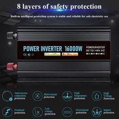 16000W Car Power Inverter DC 12V To AC 110V Pure Sine Wave Solar Converter LCD
