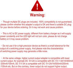 5V 1A AC Adapter DC5V Power Supply Cord with 11 Plug Tips AC to DC 5Volt 1A 500M
