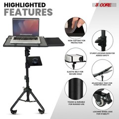 Projector Stand 29.5 to 71″ Adjustable Tripod 3 Shelves Portable w Phone Holder