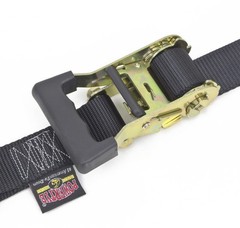 1.5in x 7ft Ratchet Straps Rubber Handle Soft-Tye w/ Heavy Duty Latch Hooks Pair