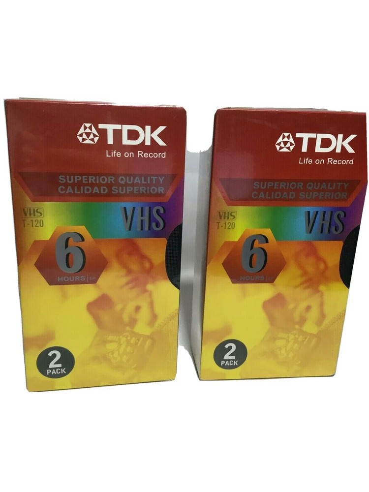 2 New Blank VHS Tapes–2 Pack, Sealed. 6 hours long TDK