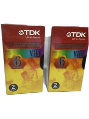 2 New Blank VHS Tapes–2 Pack, Sealed. 6 hours long TDK