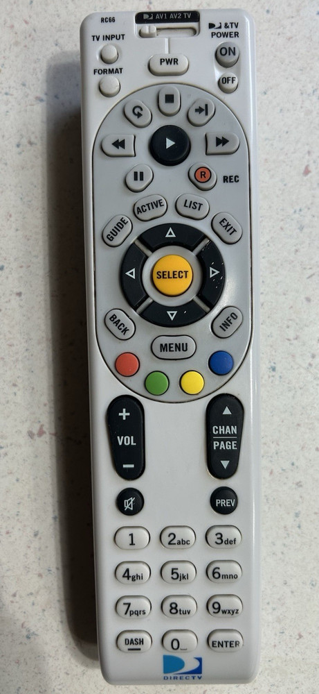 DIRECTV RC66 Wireless Remote Control White/Black, 5m Range (2009)