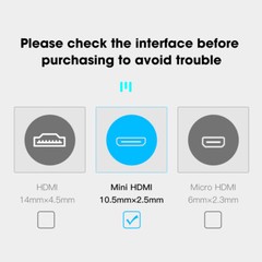 8K Mini HDMI to HDMI Cable HDMI 2.1 Cable Support 8K@60Hz 4K@120Hz 48Gbps eARC