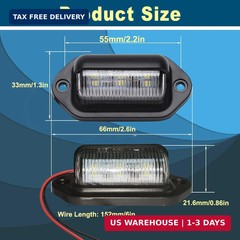 2PCS Xenon White LED License Plate Light – 12V-24V DC Waterproof 6-SMD Lamp Tail