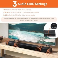 4K HDMI Audio Extractor Converter 60Hz SPDIF + 3.5MM Output, HDCP 2.2, Dolby Dig